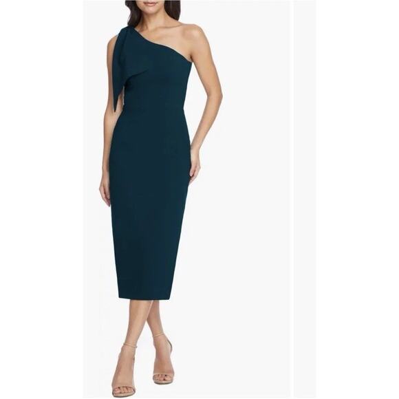 DRESS THE POPULATION Tiffany One-Shoulder Midi Dress Pine Green Size S $148 - Picture 1 of 16